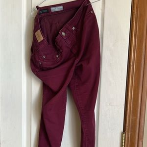Dark red denim jeans